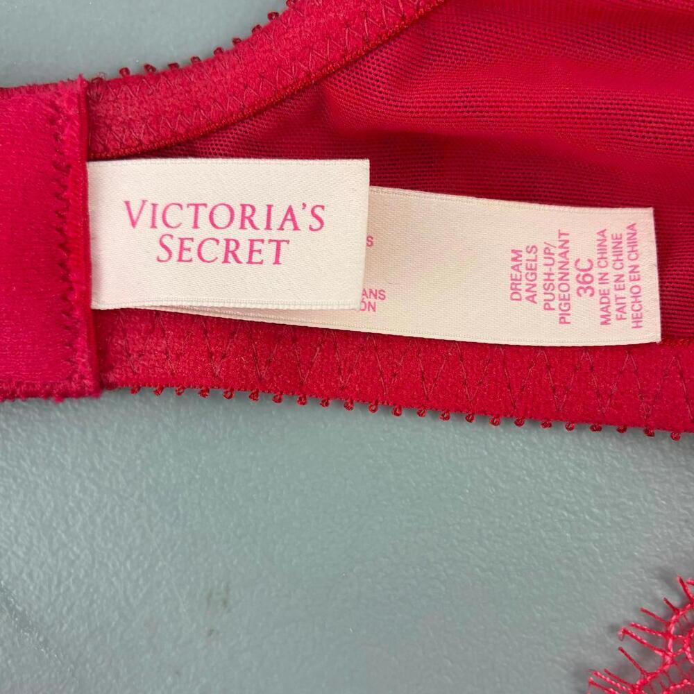 Victoria's Secret Dream Angels Red Lace Push Up Bra 36C - Picture 3 of 8